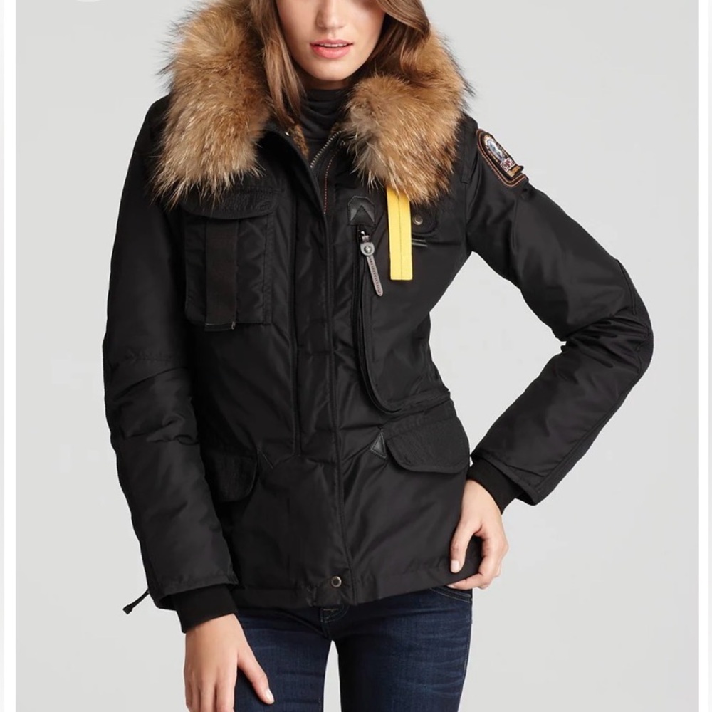NWT! Parajumpers Denali Down and Genuine Fur Jacket in Bush Green